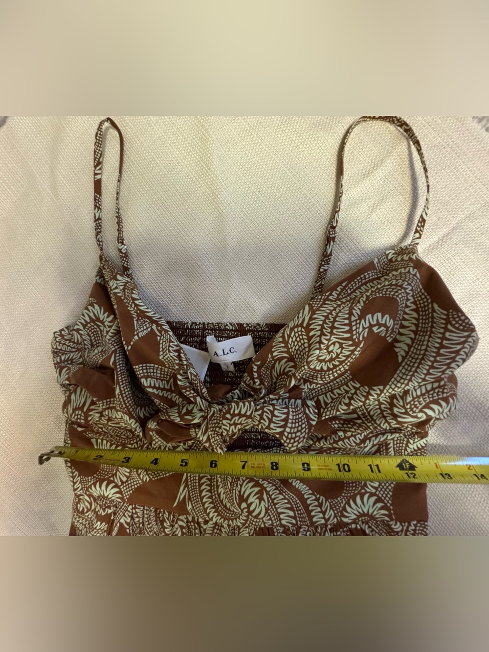 NWT A.L.C. Laura Cotton Poplin Maxi Dress Size 2 Cognac Brown & Green Ash Print - Picture 10 of 14